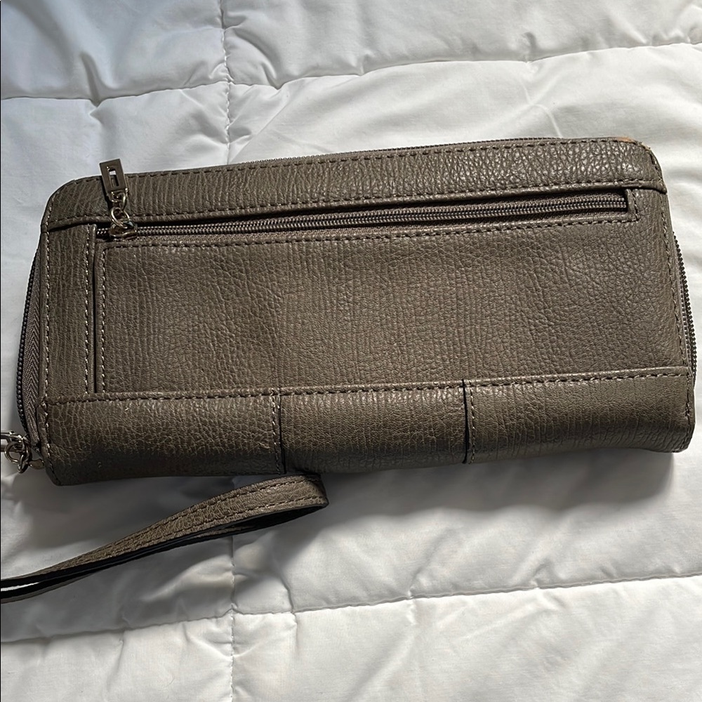 Guess Brown Faux Leather Vintage Wallet with Strap - Picture 3 of 3